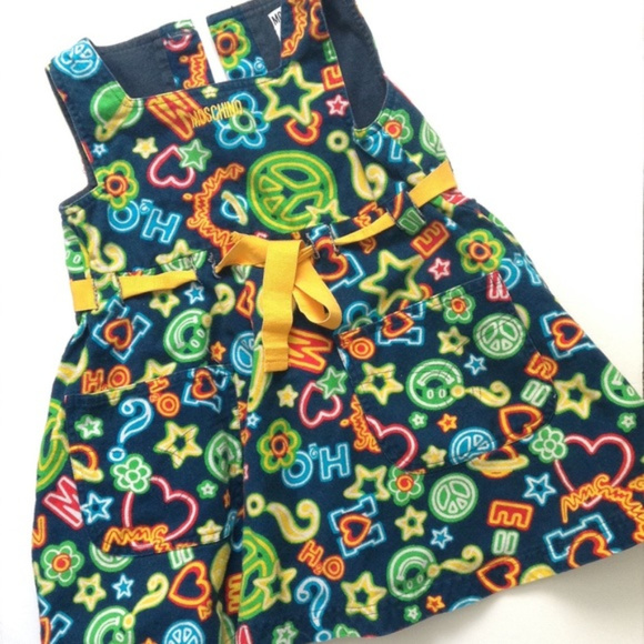 GIRL'S MOSCHINO BAMBINO ITALY DRESS, ABC Dress, Colorful, Toddler Luxury - Picture 1 of 4